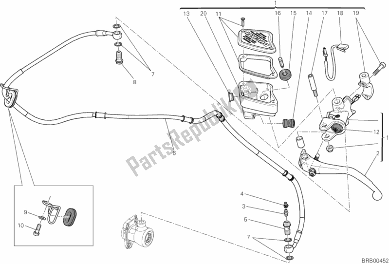 Toutes les pièces pour le Maître-cylindre D'embrayage du Ducati Diavel USA 1200 2012